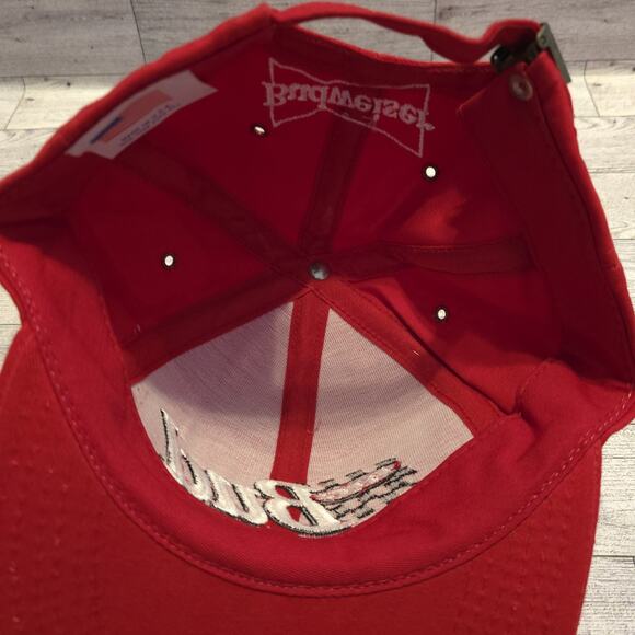 Vintage 90s 1996 Big Bud Shootout Budweiser Adjustable Cap Hat Embroidered Red - Picture 7 of 10